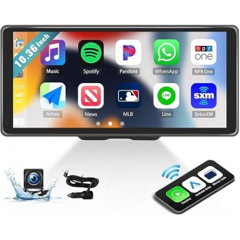 Автомобільний монітор CAMECHO 10,36-дюйма Full HD з підтримкою CarPlay та Android Auto, мультимедійний плеєр Black (R3740) Автомобільний монітор CAMECHO 10,36-дюйма Full HD з підтримкою CarPlay та Android Auto, мультимедійний плеєр Black (R3740)