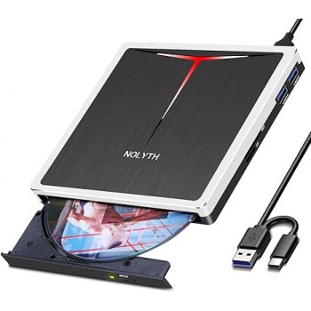 Зовнішній CD/DVD привід NOLYTH для ноутбуків та ПК: USB 3.0/USB C, +/-RW, SD/TF, 2 USB порти (R3391) Зовнішній CD/DVD привід NOLYTH для ноутбуків та ПК: USB 3.0/USB C, +/-RW, SD/TF, 2 USB порти (R3391)