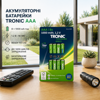 Акумуляторні батареї  TRONIC Ni-MH HR03 ААA 8шт 1000 mAh (PS-202528)